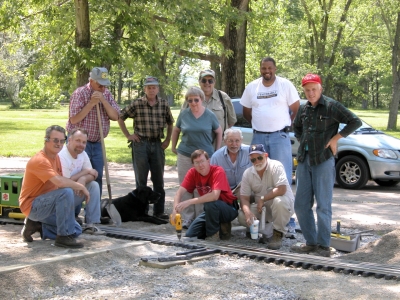 Missouri Live Steamers members and volunteers gathered at the track